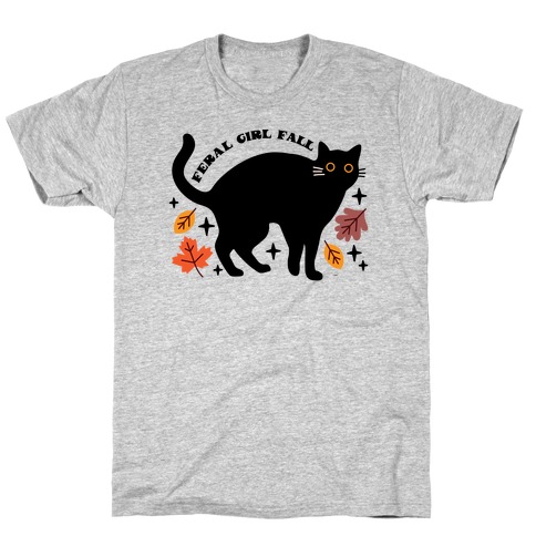 Feral Girl Fall Black Cat T-Shirt