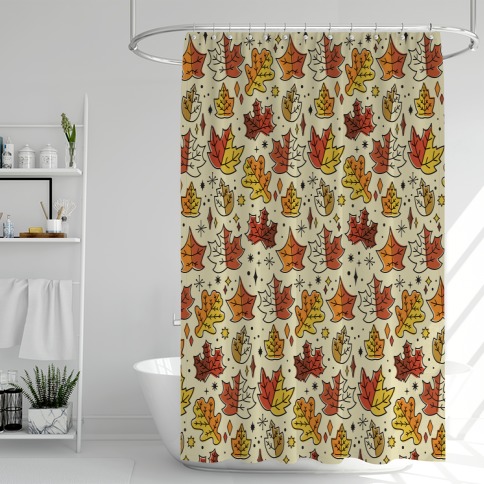 Mid Century Modern Fall Leaves Shower Curtain