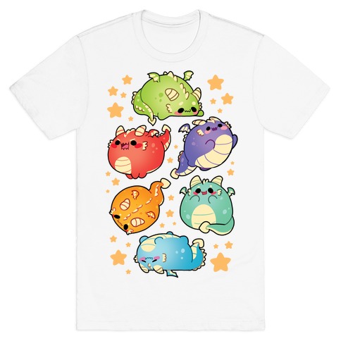 Kawaii Dragons Pattern T-Shirt