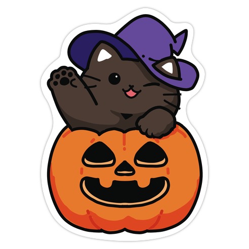 Cute Halloween Cat Die Cut Sticker | LookHUMAN