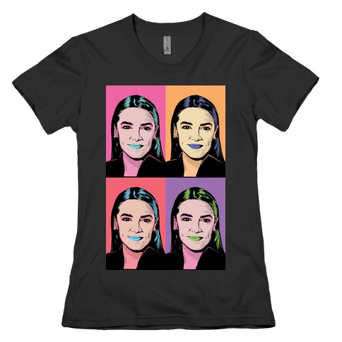 Alexandria Ocasio-Cortez Pop Art Parody Womens T-Shirt