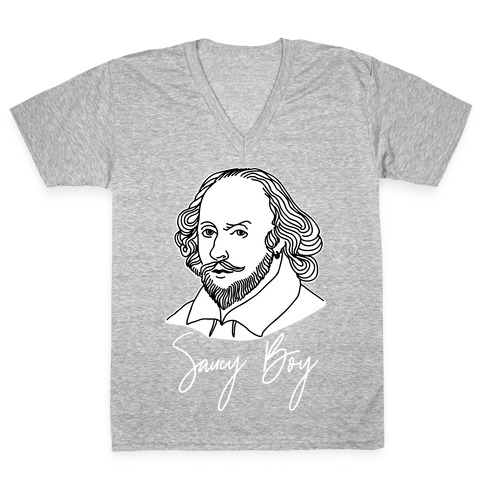 Saucy Boy William Shakespeare V-Neck Tee Shirt