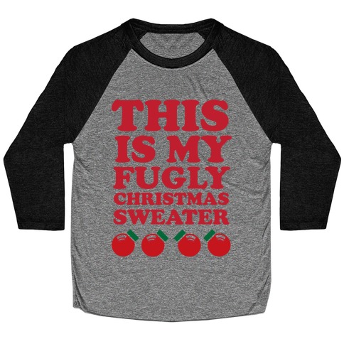 Ironic Christmas Sweater Baseball Tee