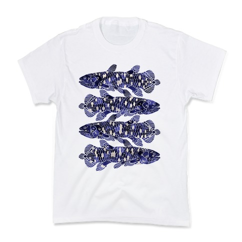 Geometric Jeweled Coelacanth Fish Kids T-Shirt
