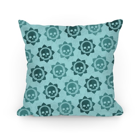 Skull and Lotus Floral Pattern Pillow