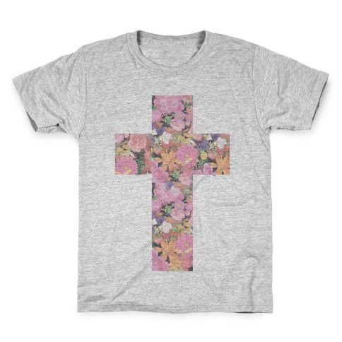Vintage Floral Cross Kids T-Shirt