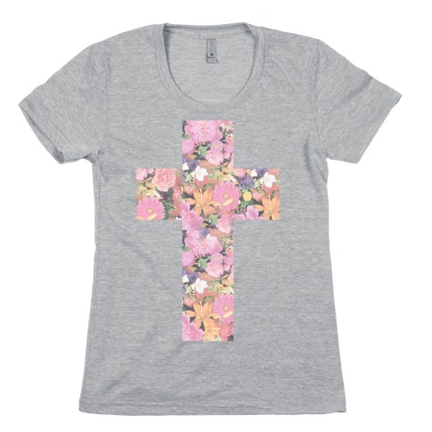 Vintage Floral Cross Womens T-Shirt