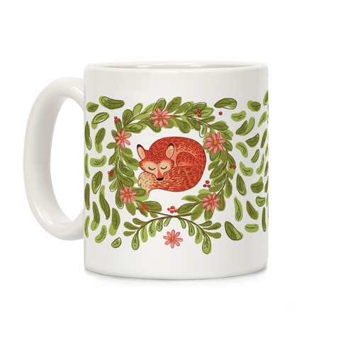 Sleeping Fox Wreath Coffee Mug