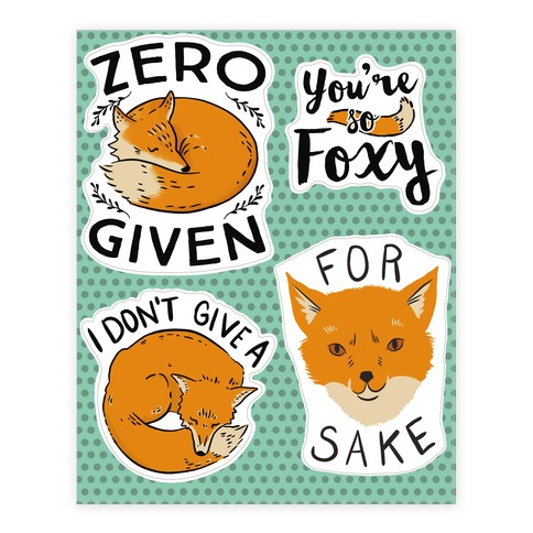 Fox Puns Stickers and Decal Sheet