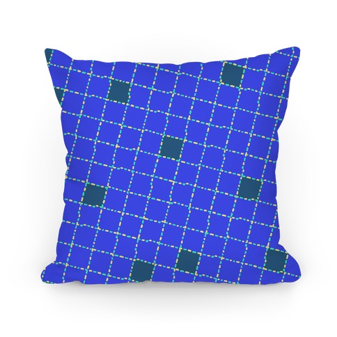 Blue Dashed Checkers Pattern Pillow