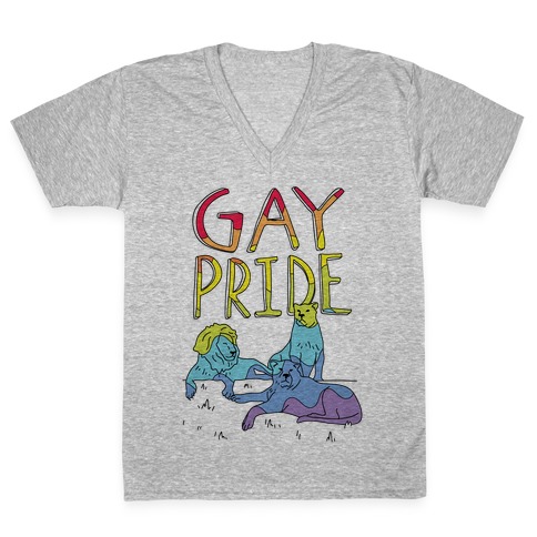 Gay Pride Of Lions V-Neck Tee Shirt