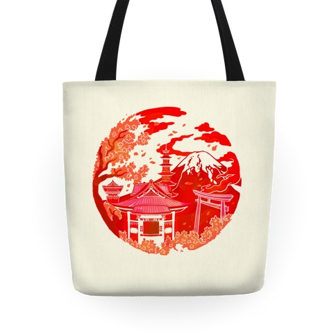 Japan's Mount Fuji and Shinto Shrines Inside the Rising Sun Tote