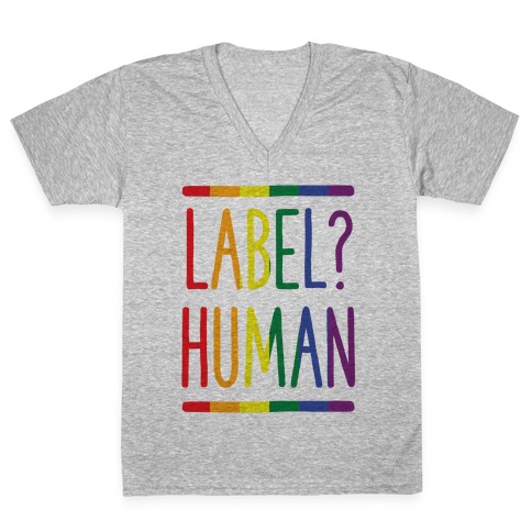 Label? Human Gay Pride V-Neck Tee Shirt