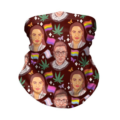 AOC, RGB, Weed, Pride, and Butterflies Pattern Neck Gaiter