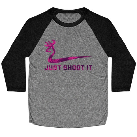 Just Shoot It Pink (V-neck) Baseball Tee
