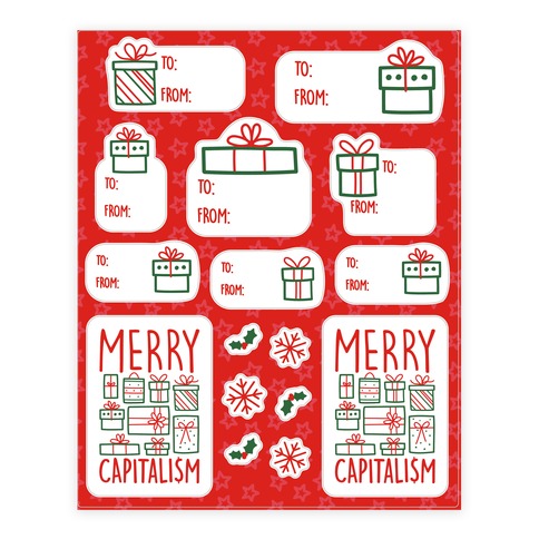 Merry Capitalism Gift Tag  Stickers and Decal Sheet