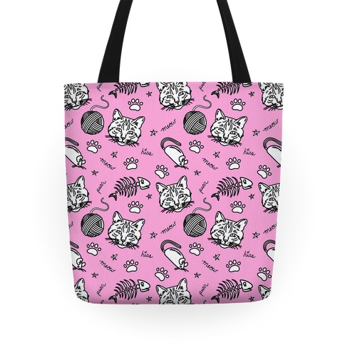 Cats and Cat Toys Pattern Totes | LookHUMAN