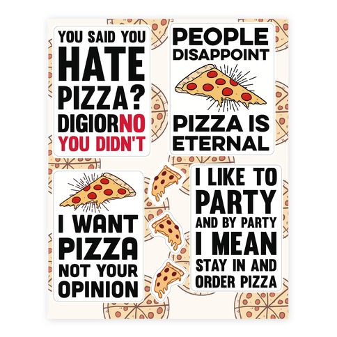 Funny Pizza  Stickers and Decal Sheet