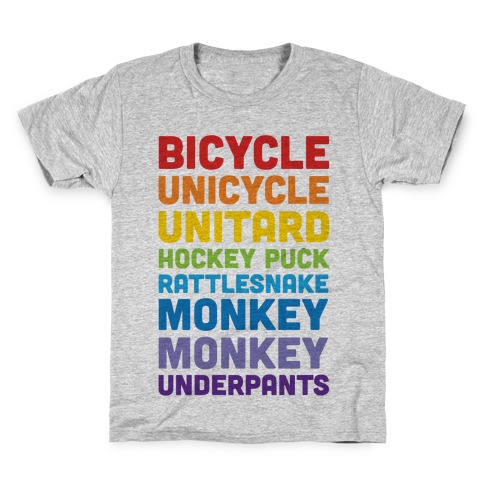 Bicycle Unicycle Unitard Hockey Puck Rattlesnake Monkey Monkey Underpants Kids T-Shirt