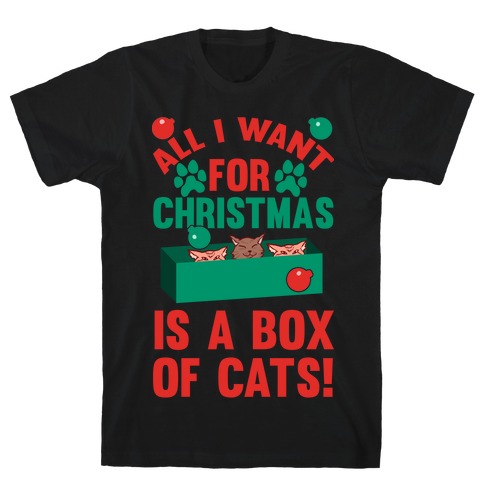 All I Want For Christmas Is A Box Of Cats T-Shirt