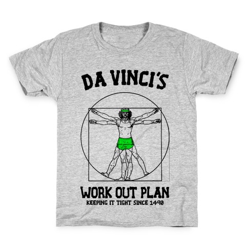 Da Vinci's Work Out Plan (Green) Kids T-Shirt