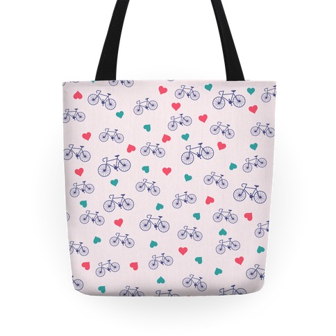 Bikes and Heart Pattern Tote