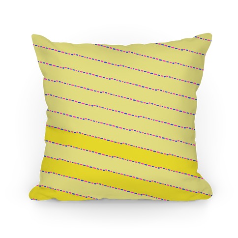 Yellow Diagonal Dashed Stripes Pattern Pillow