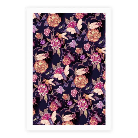 Florals & Hidden Insects Poster