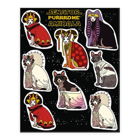 Amidala Cat Stickers and Decal Sheet