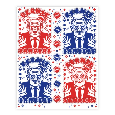 Red White and Blue Anime Bernie Stickers and Decal Sheet