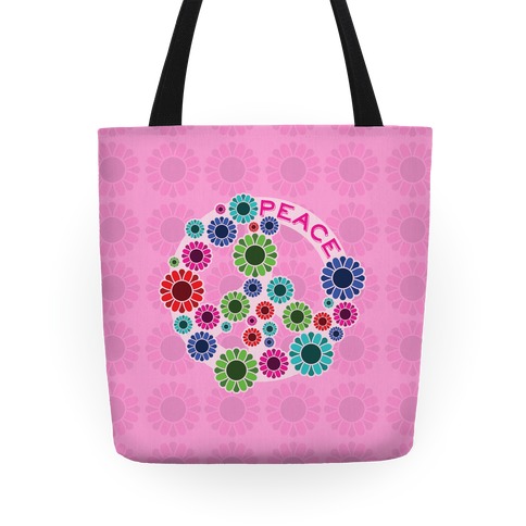 Floral Peace Sign Tote