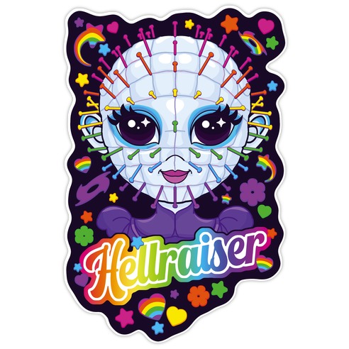 90s Neon Rainbow Hellraiser Pinhead Die Cut Sticker