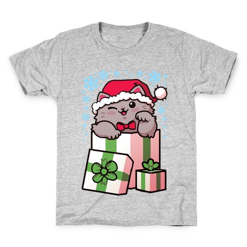 Cute Christmas Cat Kids T-Shirt