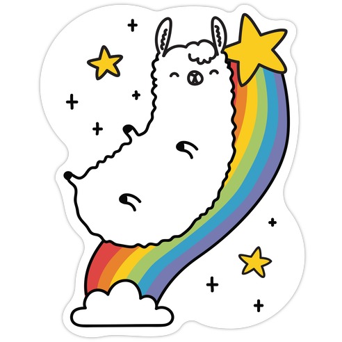 Llama On A Rainbow Die Cut Sticker
