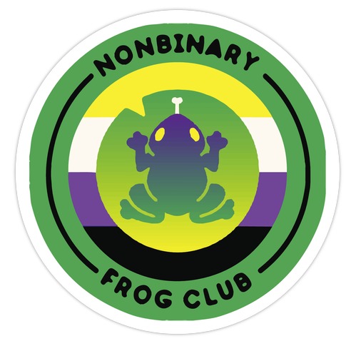 Non Binary Frog Club Patch Die Cut Sticker