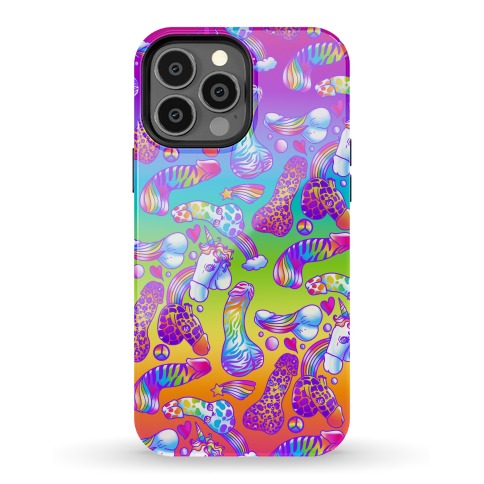 90s Neon Rainbow Penis Pattern Phone Case
