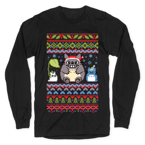 Totoro Ugly Christmas Sweater Long Sleeve T-Shirt