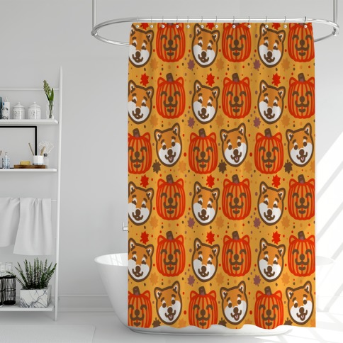 Shiba Inu Pumpkins Shower Curtain