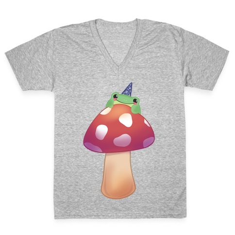 Magic Mushroom Frog V-Neck Tee Shirt