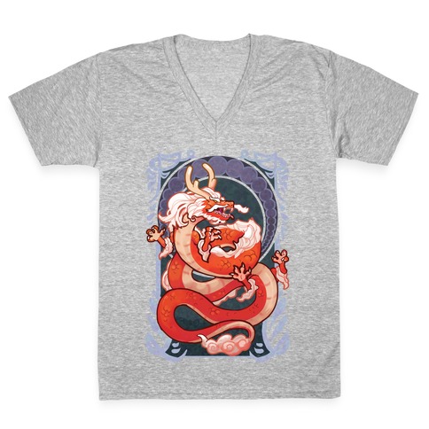 Art Nouveau Dragon V-Neck Tee Shirt