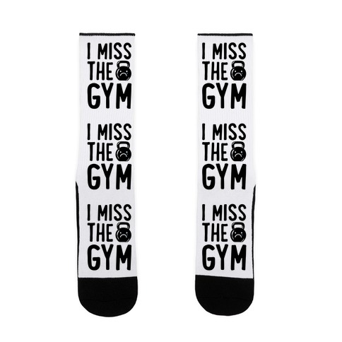 I Miss The Gym White Print Sock