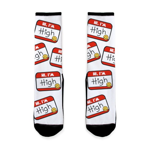Hi, I'm High Name Tag Sock