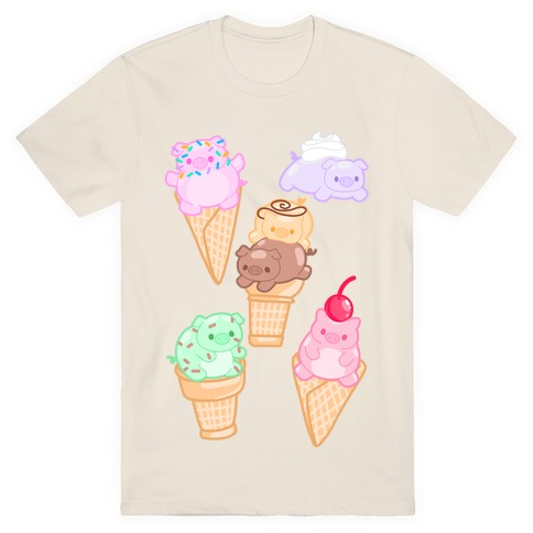 Ice Cream Pigs Pattern T-Shirt