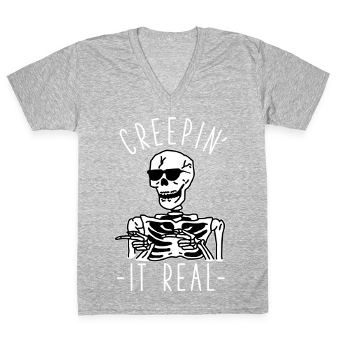 Creepin' It Real Skeleton V-Neck Tee Shirt