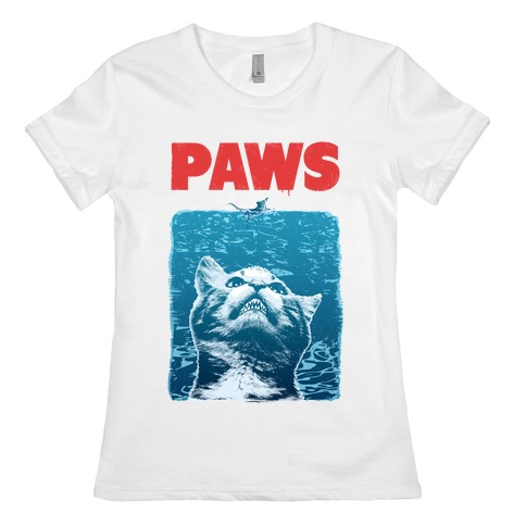PAWS (Jaws Parody) Womens T-Shirt