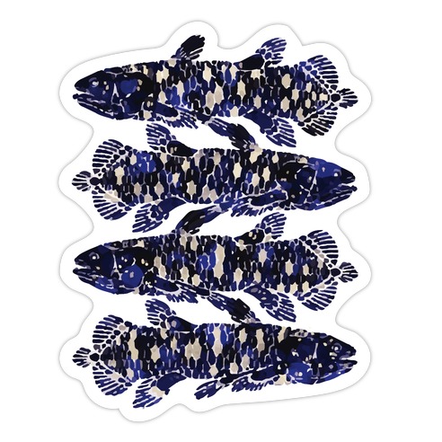 Geometric Jeweled Coelacanth Fish Die Cut Sticker