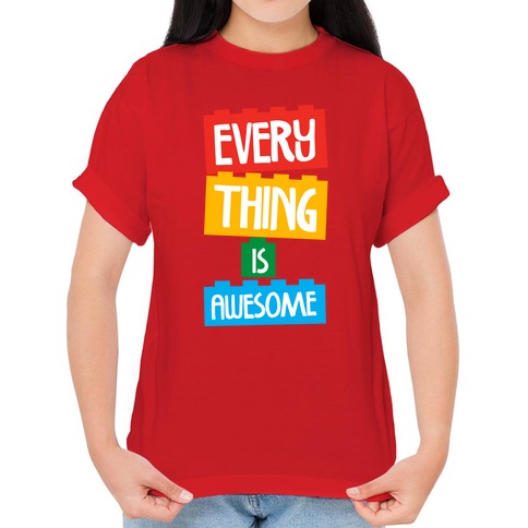 Everything Is Awesome Ladies T Shirt BRICKS Funny Song Humour Retro Brick Gift 