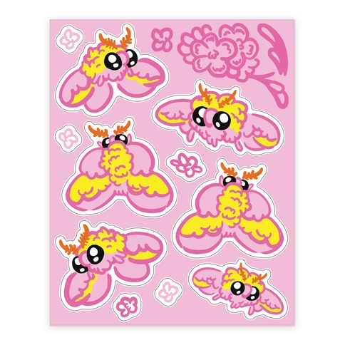 Rosy Maple Moths  Stickers and Decal Sheet