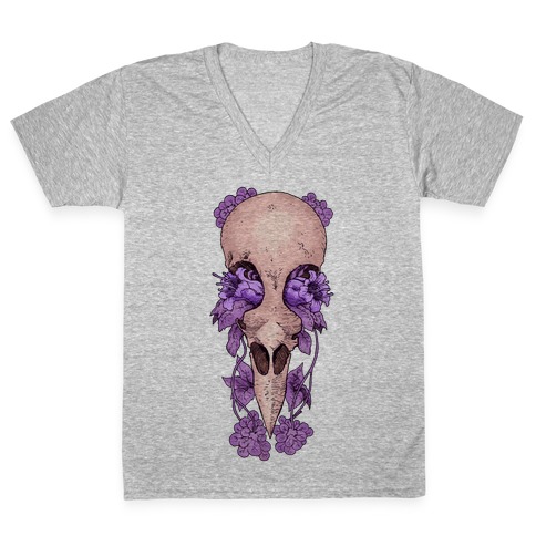Bird Skull V-Neck Tee Shirt