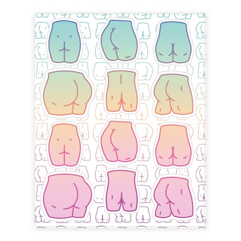 Pastel Butt Stickers and Decal Sheet